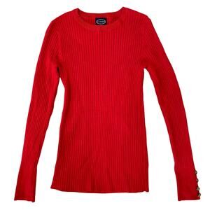 Red, long-sleeve, ribbed pullover sweater by Scoop Size S / CH